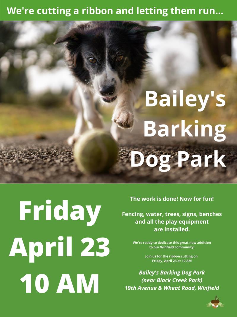 Ribbon Cutting for Bailey's Barking Dog Park